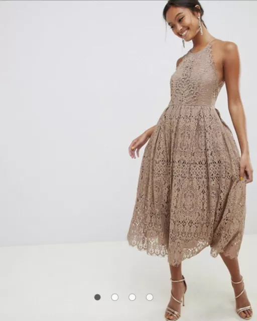 ASOS Asos DESIGN lace pinny scallop edge midi prom dress