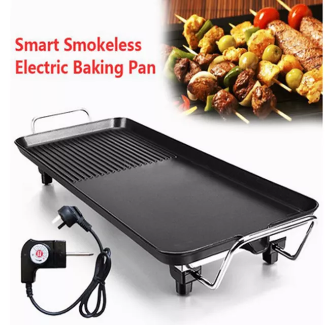 Large Teppanyaki Grill Table Electric Hot Plate Bbq Griddle Camping 1500W