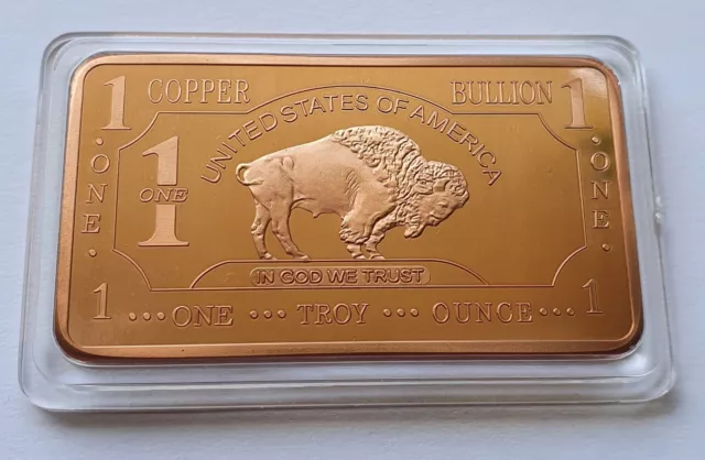 1 Unze 999 Kupfer - Usa Buffalo / Bison - Kupferbarren - Kapsel - Pp