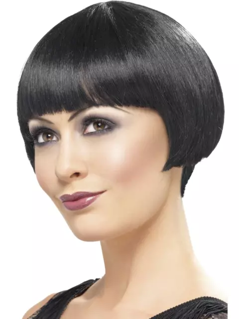 Black Bob Wig Ladies 1920s Flapper Style Fancy Dress Wig Black