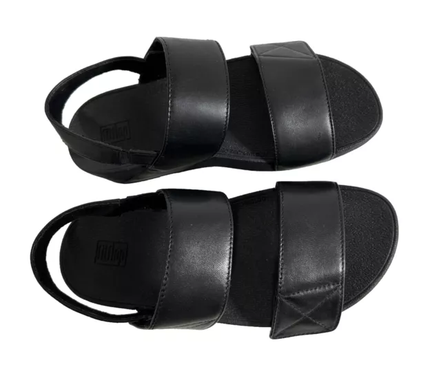 Fit Flop size 5 women's back strap LULU sandal black leather wedge adjustable 2