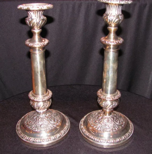 Pair English Georgian Old Sheffield Plate Candlesticks Circa 1815 3