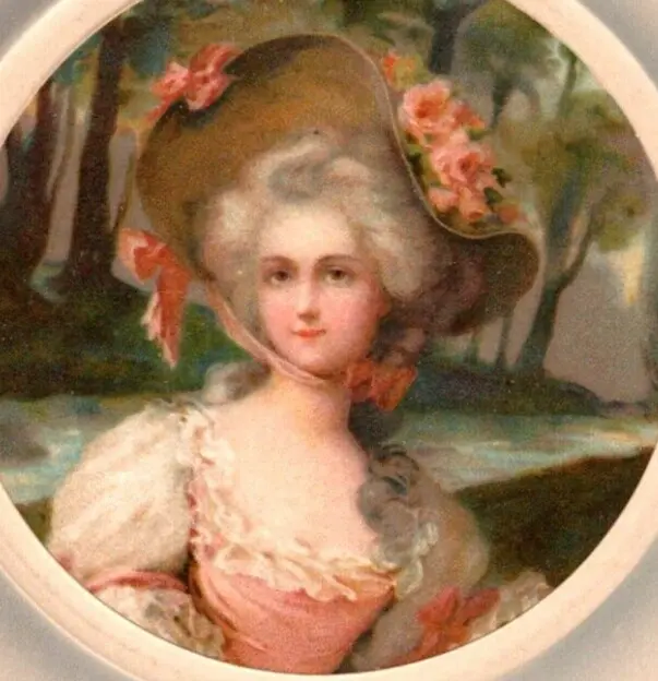 Pretty Woman Postcard French Court Large Hat Peach Dress 1907 SV