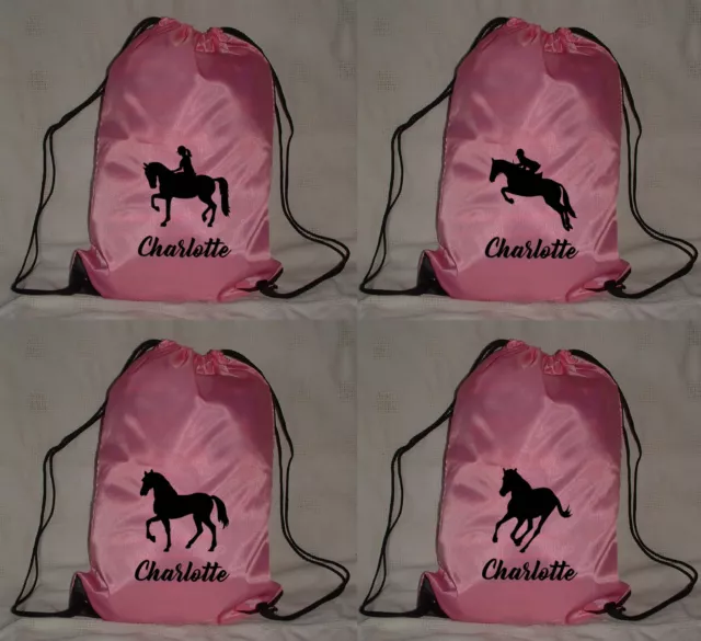 Personalised Horse / Horse Riding / Jumping Drawstring Pe Bag Child Boy Girl