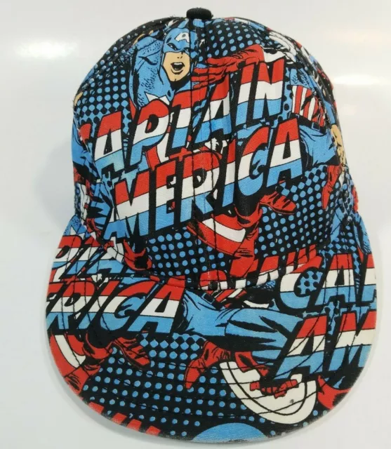 Licensed Captain America All Over Print Hat Cap 2009 Marvel Comics Fitted SM