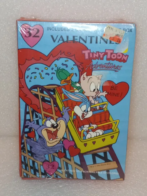 Tiny Toon Adventures Valentines Cards 32 SEALED Box Taz Bugs Vintage 1993 NEW