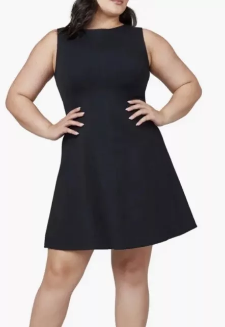 NWT Spanx 20381R The Perfect Fit & Flare Sz L Black Ponte Sleeveless Dress