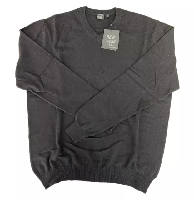 Maglione 100% Puro Cashmere Uomo Yorn Taglia 58 Nero