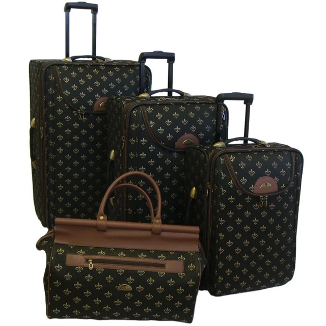 American Flyer Lyon Fabric 4 Piece Luggage Set in Black