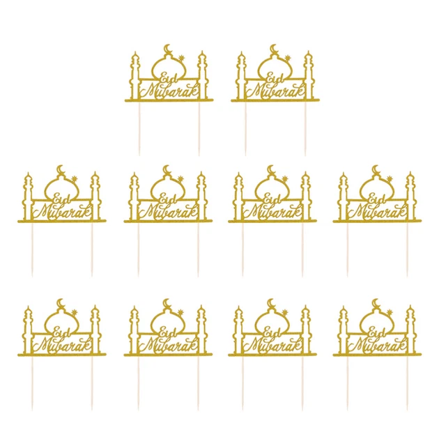 Eid-Cupcake-Topper Eid-Kuchen-Einlage Golddekor Monddekor Runden