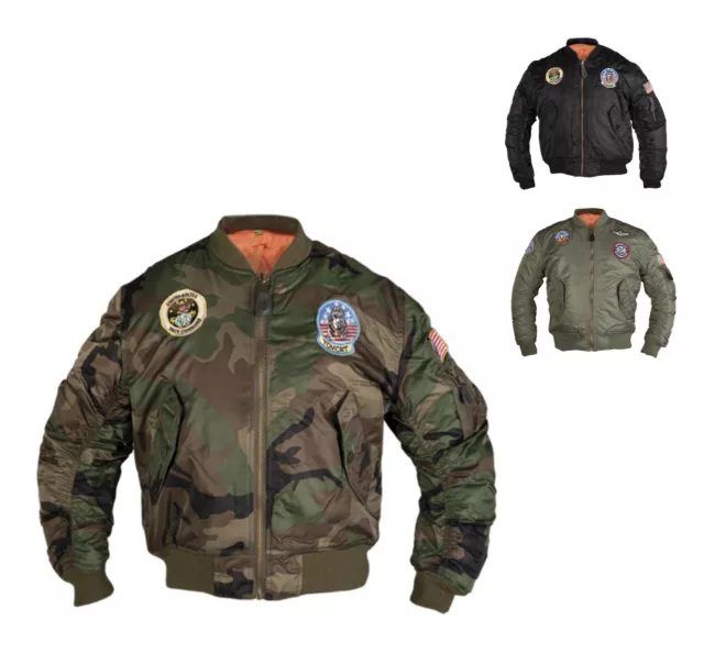 KINDER-Pilotenjacke MA1 Fliegerjacke mit Fliegerabzeichen Bomberjacke 2XS-2XL