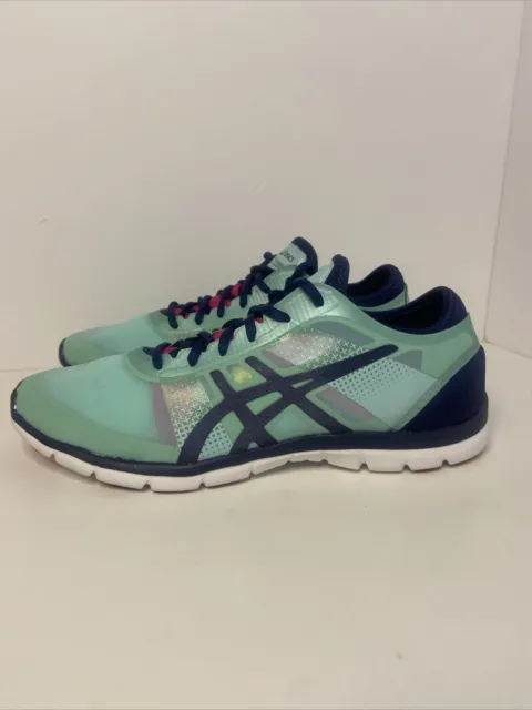 Asics Training Shoes Womens 8 Green Gel Fit Nova Low Lace Up Sneakers S466N