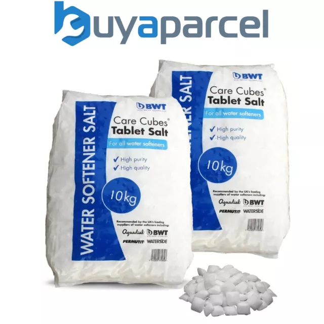 2X BWT Cure Cubes Water Softener Salt Tablets 10kg Bag - 10TAB Food Grade Salt