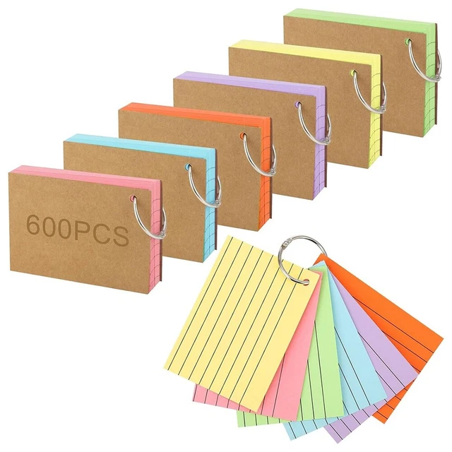 Lot De 800] Fiche Bristol A6 Colorées Lignées | Fiche De Revision Colorées 6 X 4 Cartes Flash - 14