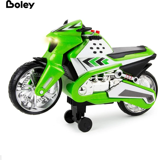 Boley Wheelie Lifter Green Motorized Toy Motorcycle Light & Sound - Kids Ages 3+