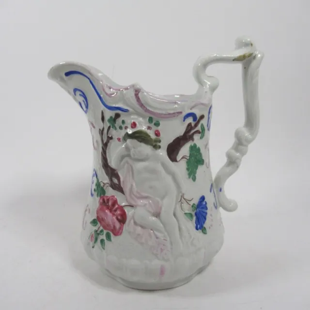 Ornate Pottery Jug Cherubs White Lustre Ware Pitcher Welsh Hand Painted 2