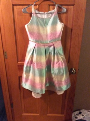 Girl's Emily Rose Blue Yellow & Pink Shimmer Formal Dress Size 14 EUC