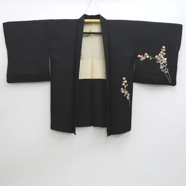9269E5 Silk Vintage Japanese Kimono Haori Jacket Chrysanthemum 3
