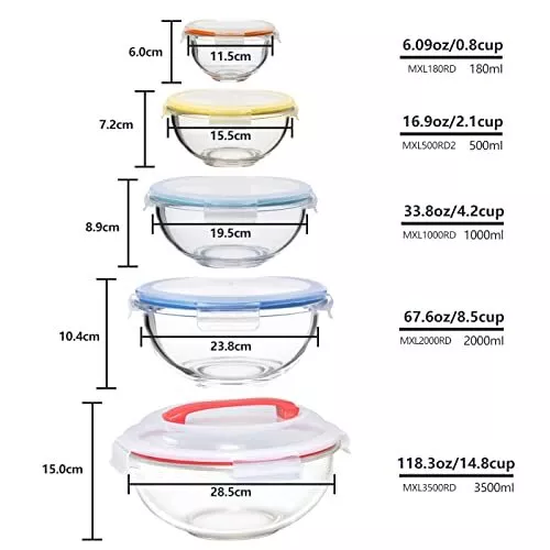 Mixing Bowls with Airtight Lids, 23PCS Large Stainless Steel Mixing Bowls  Set, 400ML Measuring Cups, Kitchen Utensils Metal Nesting Bowl