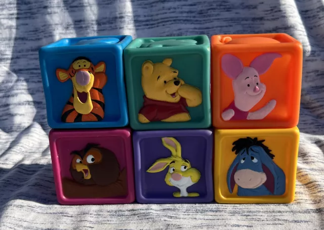 Vintage Disney Winnie The Pooh& Friends Baby Soft Blocks Set/6 Squeezable #2