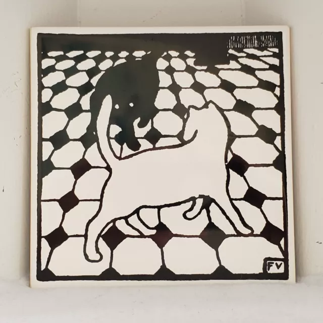 MMA FV Felix Vallotton Two Cat Silhouettes Black & White Hanging Art Tile Trivet