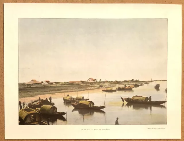 INDOCHINE Port de Ben-Thui - Photochromie fin 19ème  gravure  Vietnam