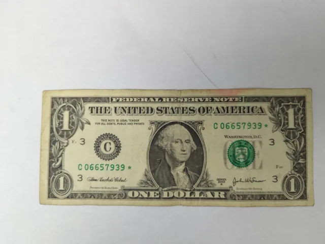 1 dollar bill star note series 2003A serial C06657939