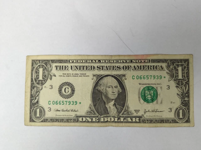 1 dollar bill star note series 2003A serial C06657939