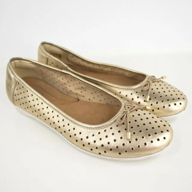 Clarks Collection Gracelin Lea Gold Perforated Ballet Flats SIZE 8