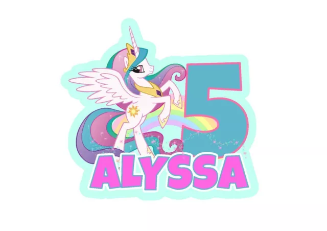 My Little Pony PERSONALISED Cake Topper.  Lolly Bag Party Supplies Deco Cake