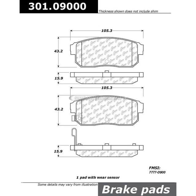 Centric Parts Brake Pad Set 301.09000 TCP