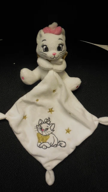 doudou chat Marie mouchoir blanc nœud étoiles rose doré DISNEY ( 2 dispo)