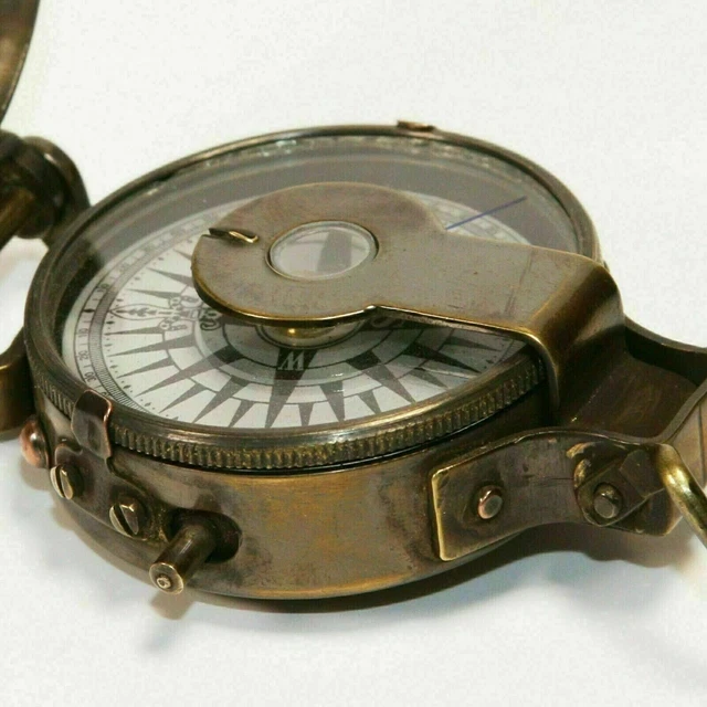 Nautical Antique Brass Vintage WWII Military Pocket Compass