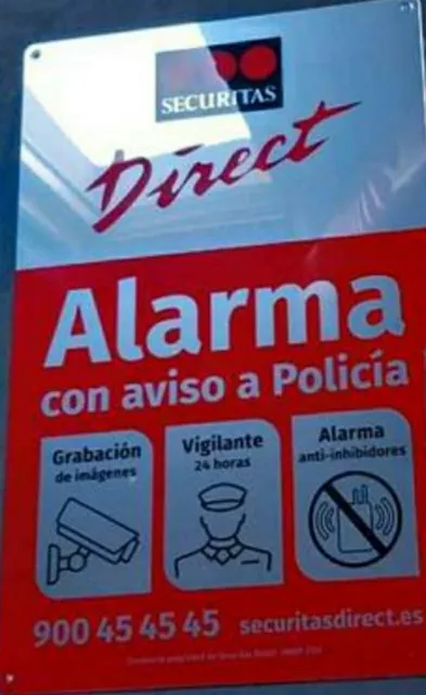 Cartel Disuasorio Central Alarma 21,5 x 34 cm Securitas Direct