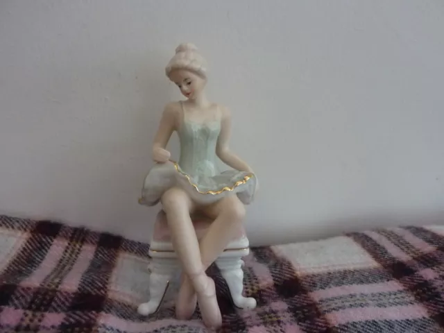 Vintage SBL Regal House Collection Handpainted Porcelain Sitting Ballerina gift