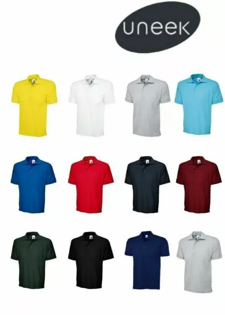 Uneek Unisex Polo Shirt Premium UC102 11 Colours S-6XL Work Wear Causal Top New