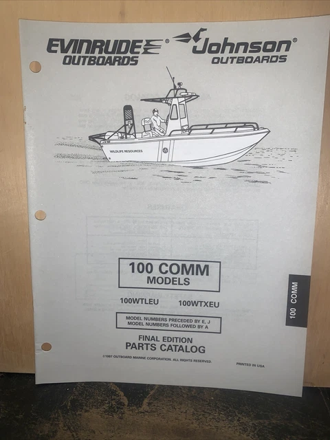Part 100 JOHNSON/EVINRUDE -PARTS LIST- For 100 COMM Models 1997 Original Copy. £ ...