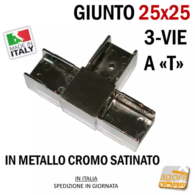 Giunto X Tavoli E Vetrine 25X25 3-Vie Nichel Satinato Nuovo Per Espositori