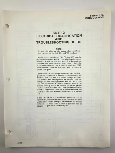 Electrical Troubleshooting Guide Locomotive Service Manual SD40-2 1983 EMD AA260