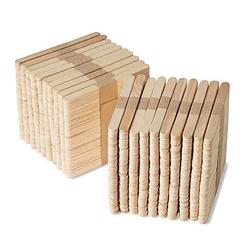 Natural Wood Craft Sticks Bulk Set, Popsicle Sticks for Crafts, Waxing