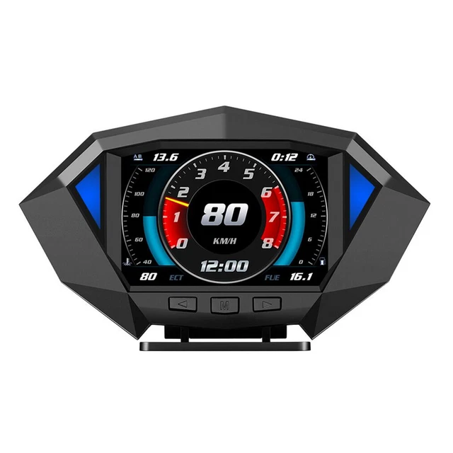 GPS OBD2 HUD Car Digital Speedometer Head Up Display Tilt Meter Overspeed Alarm