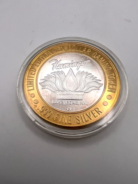 Flamingo Limited Edition Ten Dollar Gaming Token .999 Pure Silver 1994