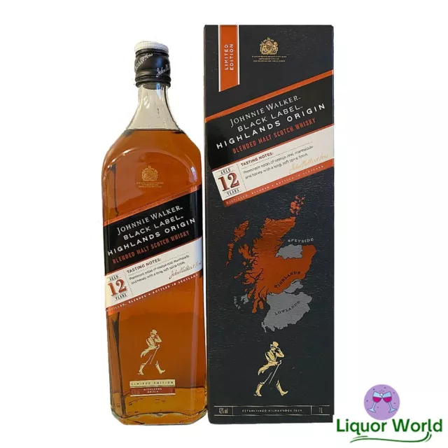 Johnnie Walker Black Label Highlands Origin 12 Year Old Blended Scotch Whisky 1L