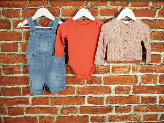 Baby Girls Bundle Age 9-12 Months M&S Mothercare Next Dungarees Vest Cardy 80Cm