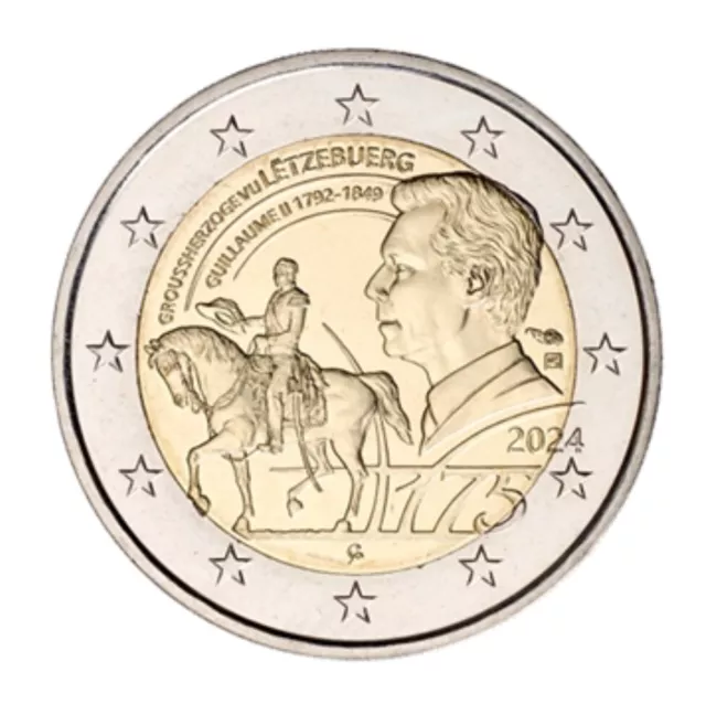 Coincard 2 Euros Commémorative Luxembourg 2024 Guillaume II BU Poincon 2