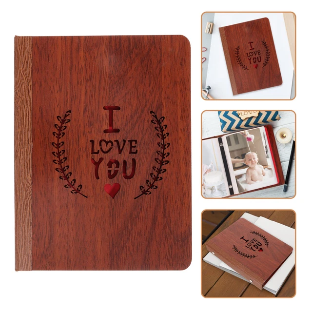 Álbum de fotos de madera, madera creativa, I LOVE YOU, marco de fotos tallado,