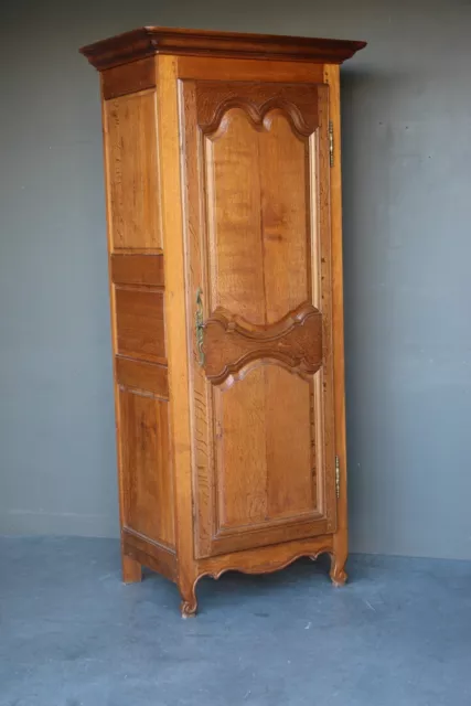 Antique provincial French Louis XV carved oak armoire tall wardrobe ornate 1800s