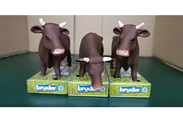Bruder Spielzeug Kuh 02308 3x Kühe Set Zubehör Landwirtschaft Bauernhof Neu