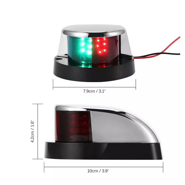 Feu de navigation étanche à LED bateau proue marine lampe ponton rouge-verte 12V 2