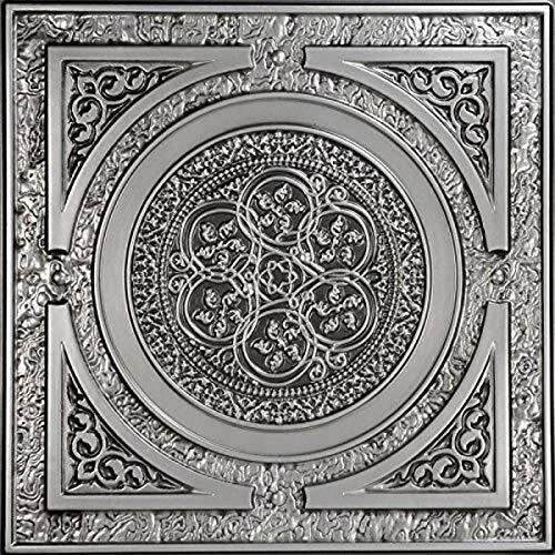 Steampunk-Faux Tin Ceiling Tile - Antique Silver 25-Pack